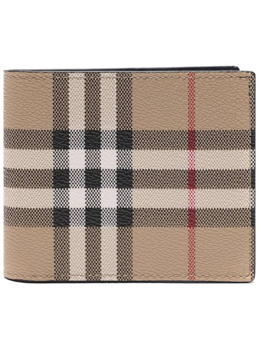 Check Slim Bifold Leather Half Wallet Beige - BURBERRY - BALAAN 2