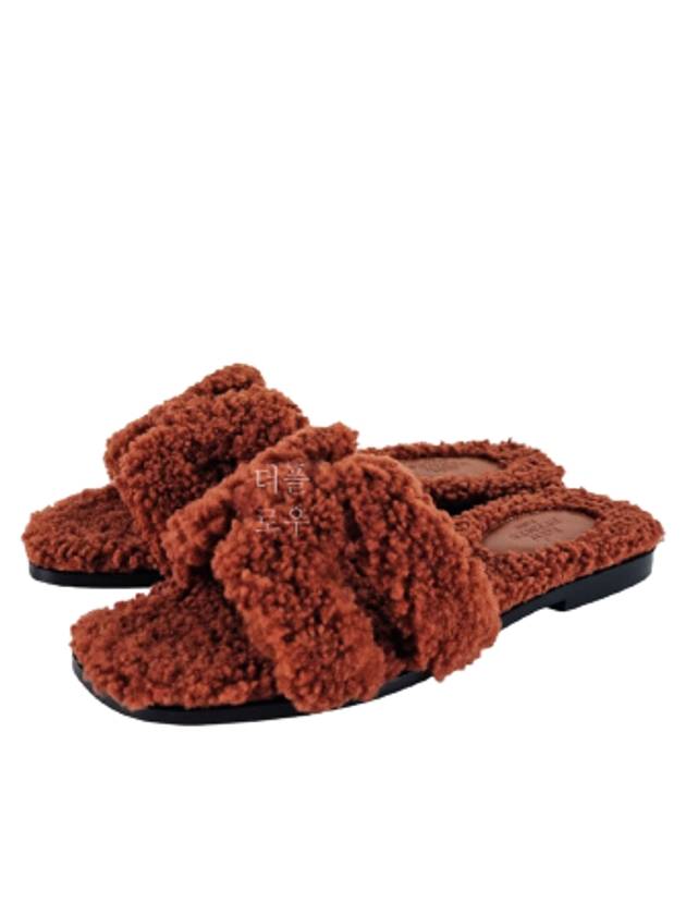 Oran Shearing Sandals Cognac - HERMES - BALAAN 2