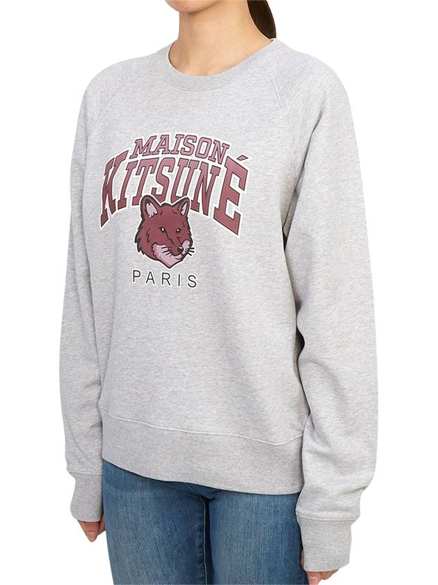 Campus Fox Print Cotton Sweatshirt Light Grey Melange - MAISON KITSUNE - BALAAN 3