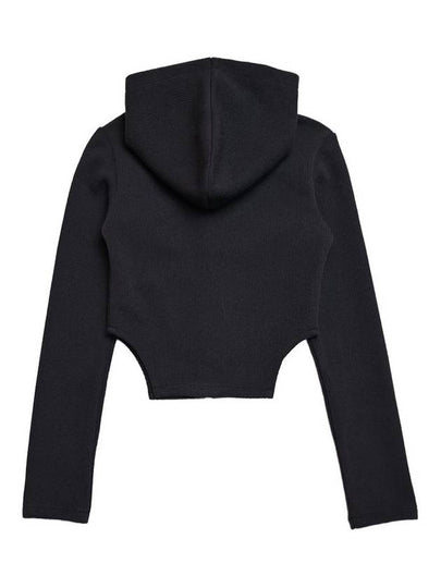 SWAN LAKE CROP 2WAY ZIP UP HOODY BLACK - DON’T ASK MY PLAN - BALAAN 2