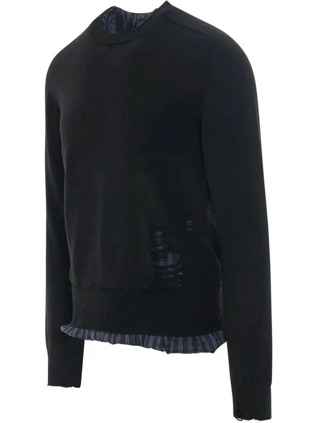 Men's Layered Striped Wool Knit Top Black - MAISON MARGIELA - BALAAN 4