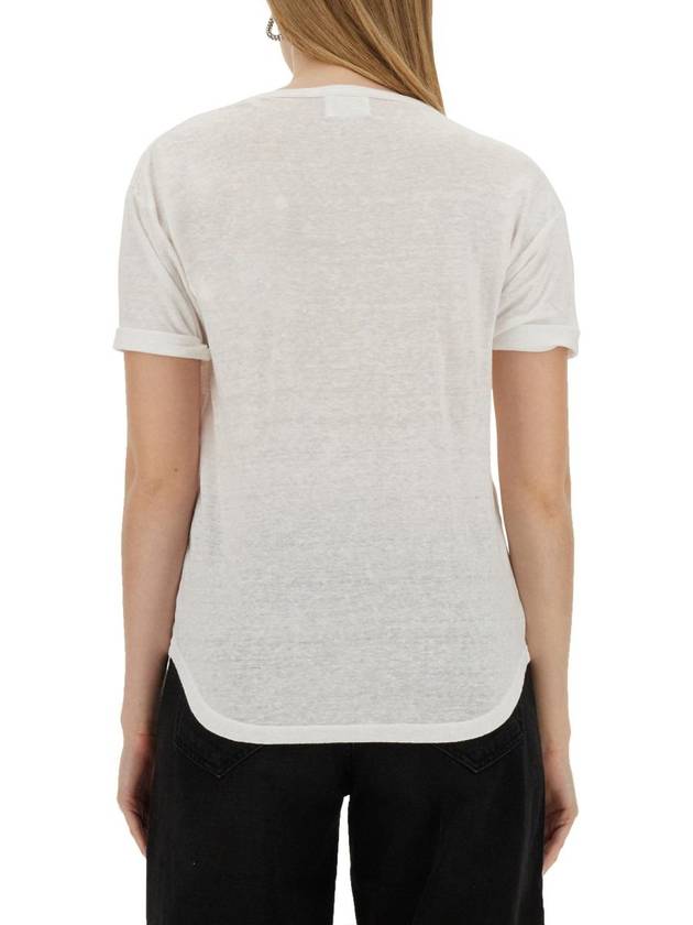 Koldi Logo Linen Short Sleeve T-Shirt White - ISABEL MARANT ETOILE - BALAAN 6