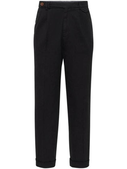 Pleated Detail Chino Straight Pants Black - BRUNELLO CUCINELLI - BALAAN 2