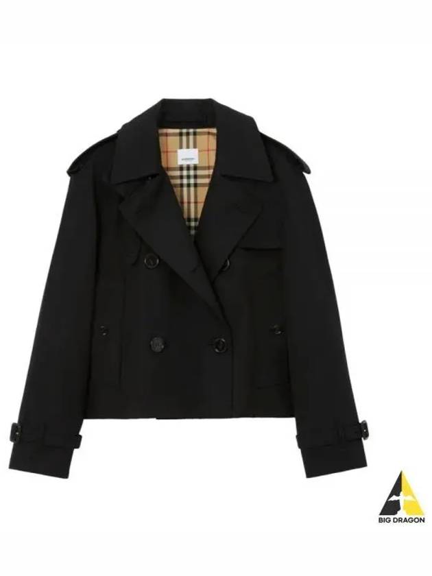 Double Breasted Crop Trench Coat Black - BURBERRY - BALAAN 2