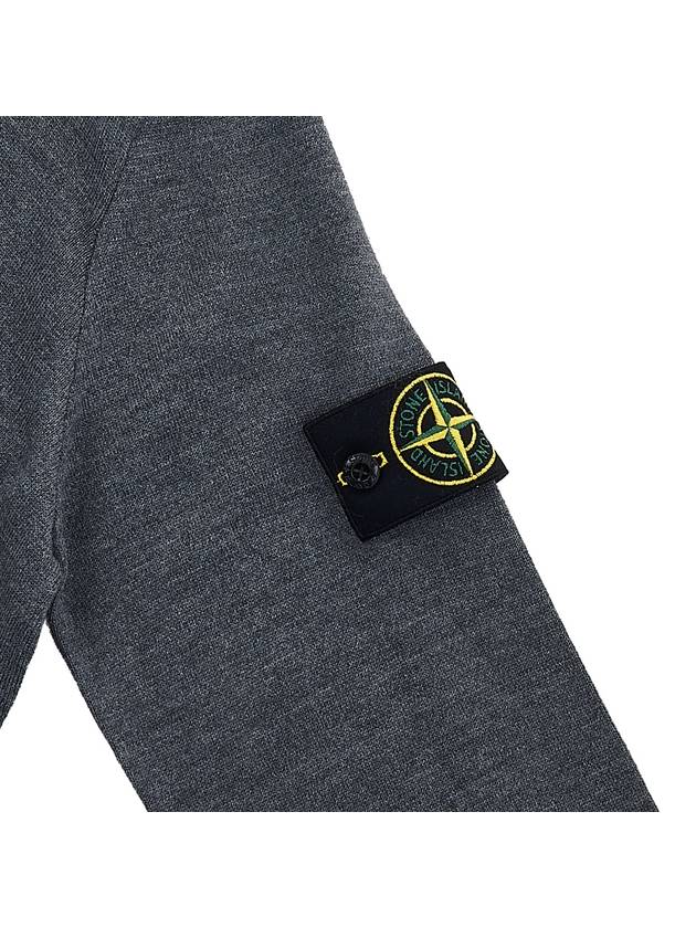 Logo Patch Round Neck Knit Top Grey - STONE ISLAND - BALAAN 6