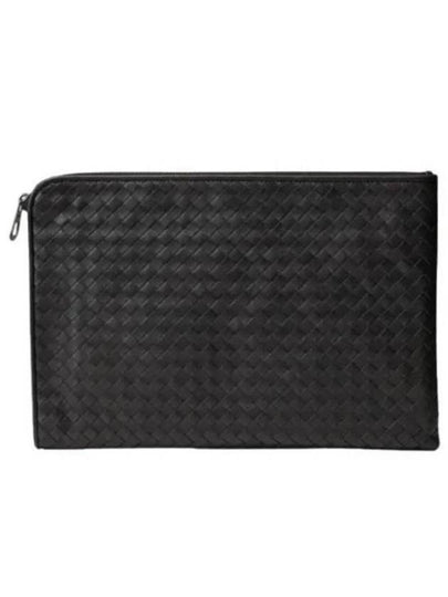 Intrecciato Document Case Clutch Bag Black - BOTTEGA VENETA - BALAAN 2