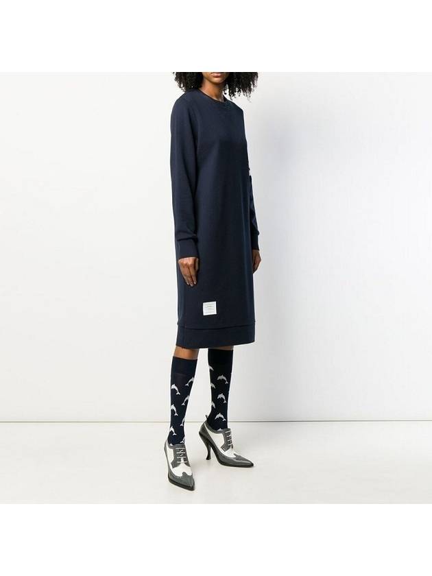 Classic Loopback 4-Bar Sweater Midi Dress Light Navy - THOM BROWNE - BALAAN 3