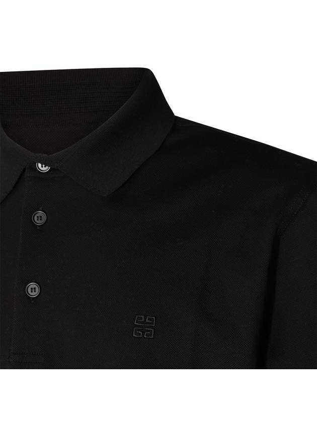 Embroidered Logo Cotton Polo Shirt Black - GIVENCHY - BALAAN 6