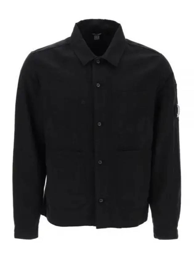 Cotton Linen Over Long Sleeve Shirt Black - CP COMPANY - BALAAN 2