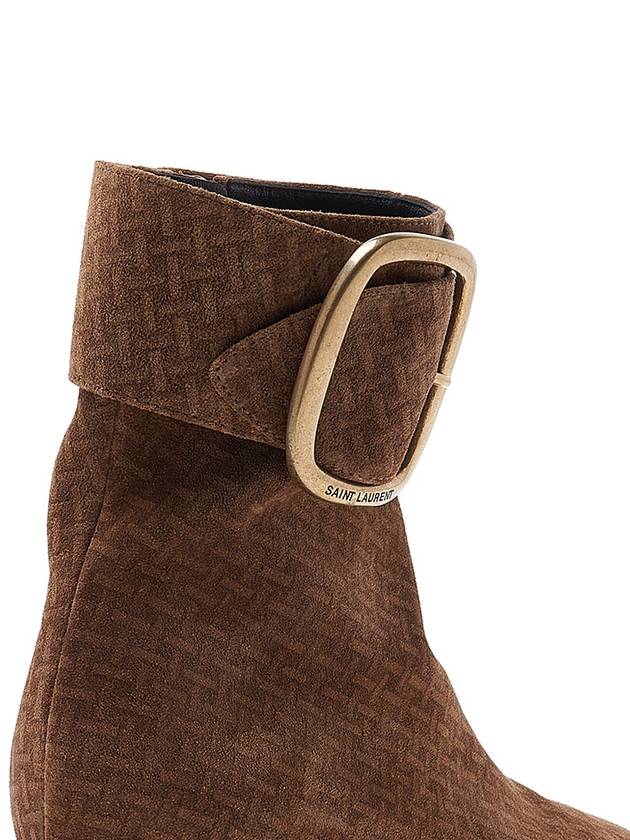 Pattern Buckle Chelsea Boots Brown - SAINT LAURENT - BALAAN.