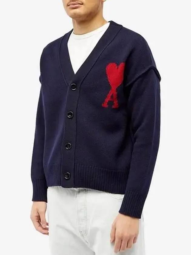 De Coeur Logo Wool Cardigan Night Blue - AMI - BALAAN 4