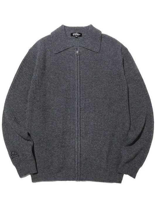 Lambswool collar knit full zip-up MGREY - 20THHOLE - BALAAN 2