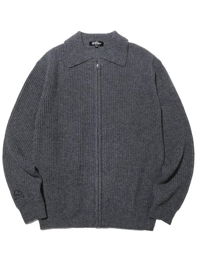 Lambswool collar knit full zip-up MGREY - 20THHOLE - BALAAN 3