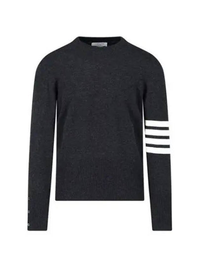 Diagonal Classic Cashmere Knit Top Dark Grey - THOM BROWNE - BALAAN 2