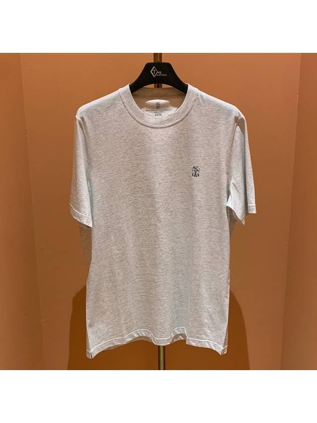 Logo Print Short Sleeve T-Shirt Grey - BRUNELLO CUCINELLI - BALAAN 2