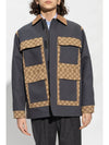 Patchwork GG Supreme Cotton Canvas Jacket Dark Grey - GUCCI - BALAAN 2