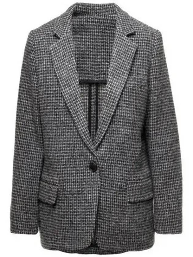 Charlene Check Wool Single Jacket Gray VE0086FAA3D17E02GY - ISABEL MARANT - BALAAN 1