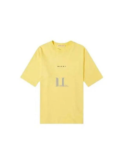 Logo Cotton Short Sleeve T-Shirt Yellow - MARNI - BALAAN 2