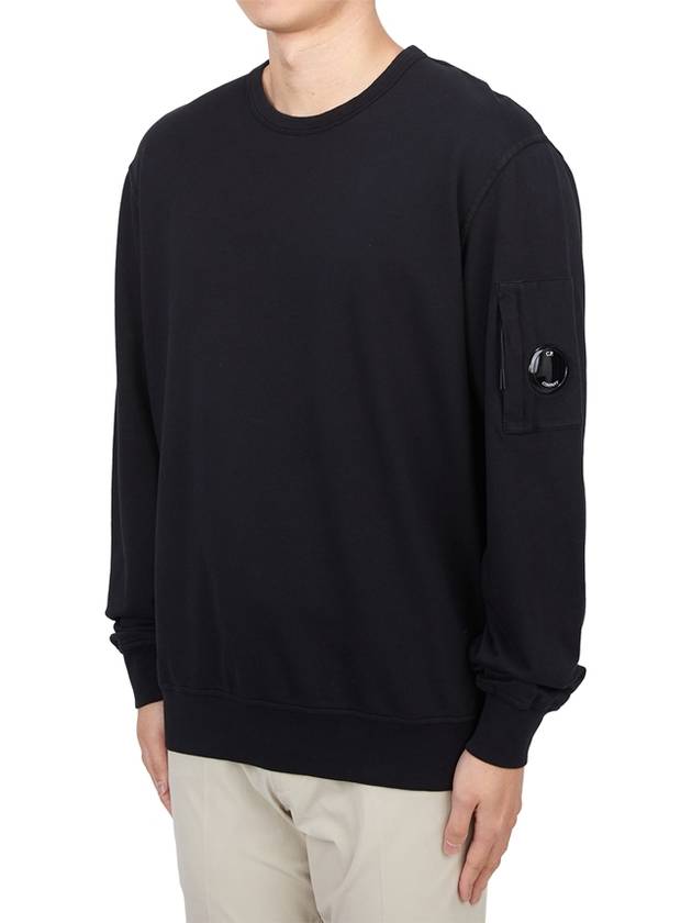 Light Fleece Crew Neck Sweatshirt Black - CP COMPANY - BALAAN 3