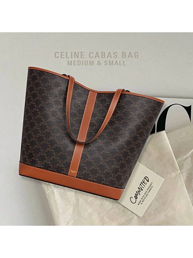 Medium Triomphe Canvas and Calfskin Cabas Tote Bag Tan - CELINE - BALAAN 2