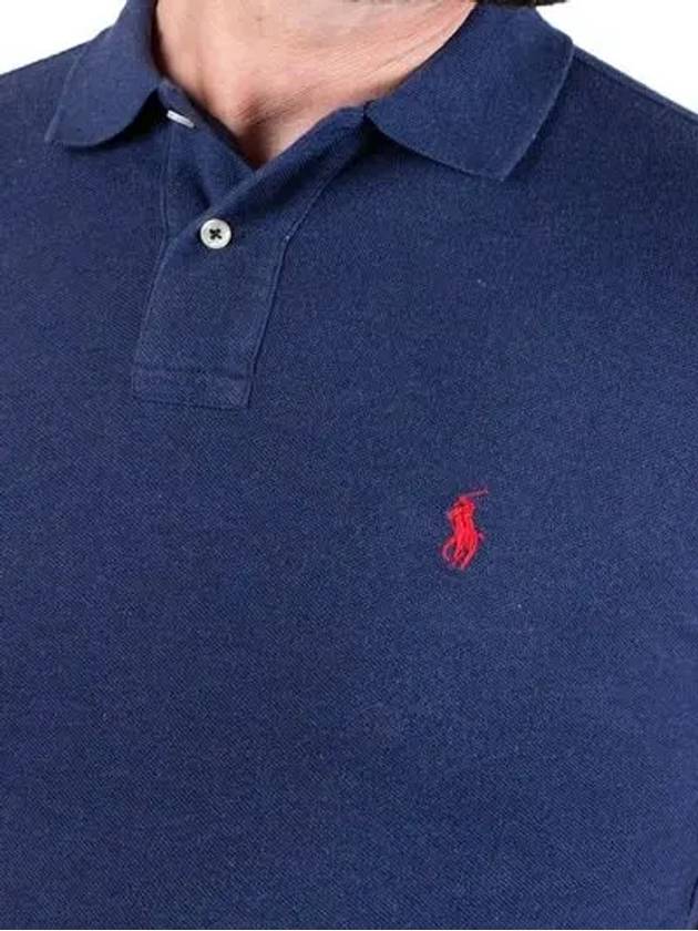 Men's Red Pony Embroidery Slim Fit Short Sleeve PK Shirt Navy - POLO RALPH LAUREN - BALAAN.