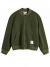 Fleece Stripe Wool Bomber Jacket Dark Green - THOM BROWNE - BALAAN 2