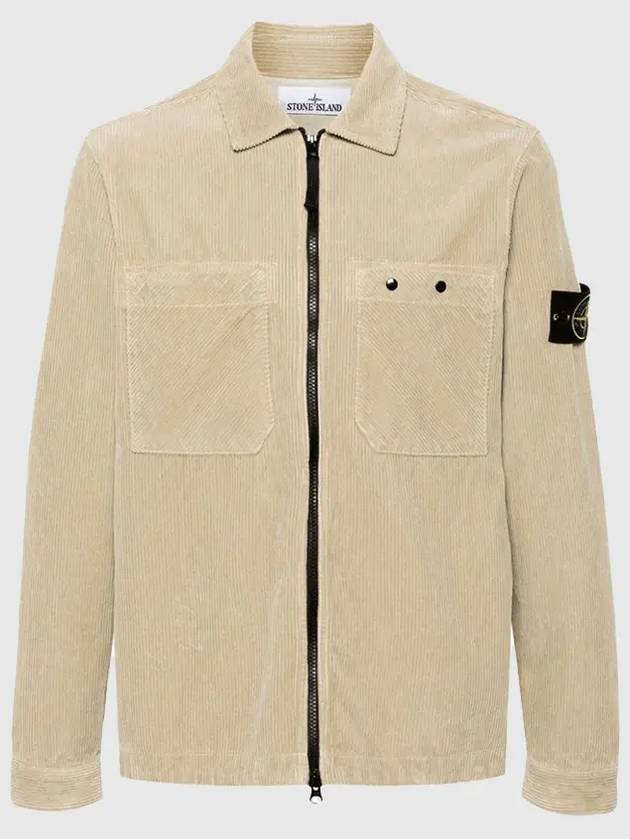 Organic Cotton Corduroy Zip-Up Jacket Beige - STONE ISLAND - BALAAN 2