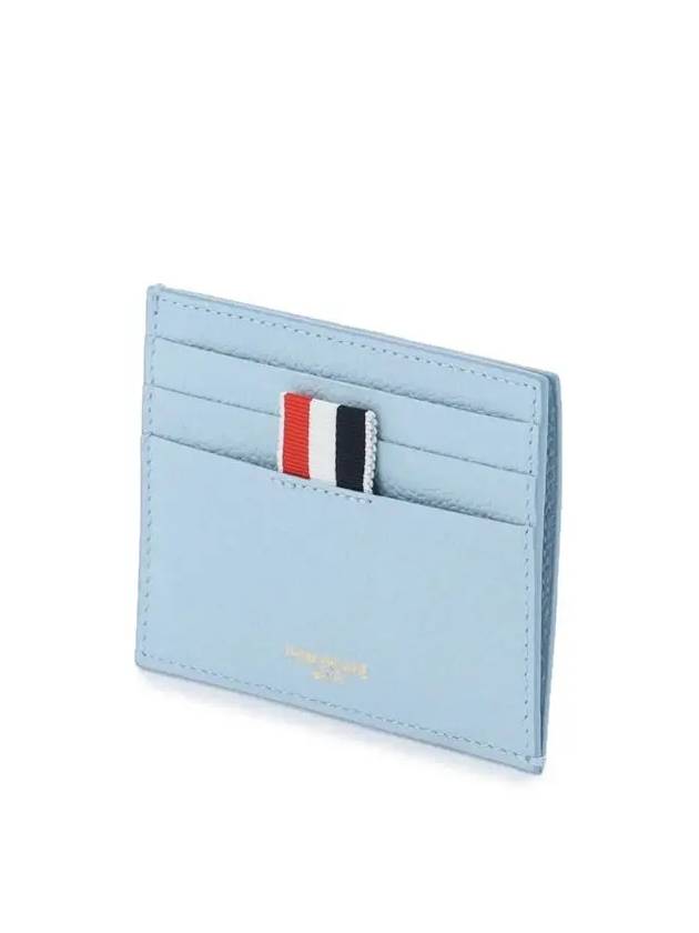 Pebble Calfskin 4-Bar Applique Note Card Wallet Blue - THOM BROWNE - BALAAN 4