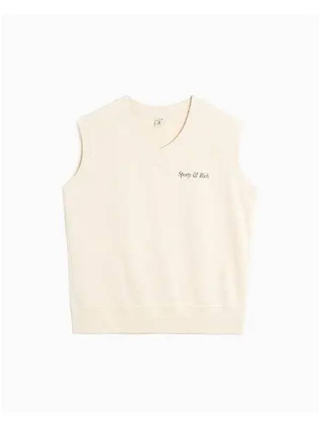 Italic Logo Print V-neck Vest Cream - SPORTY & RICH - BALAAN 3