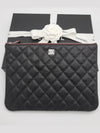 Medium Classic Clutch Bag Caviar Leather & Silver Black - CHANEL - BALAAN 3