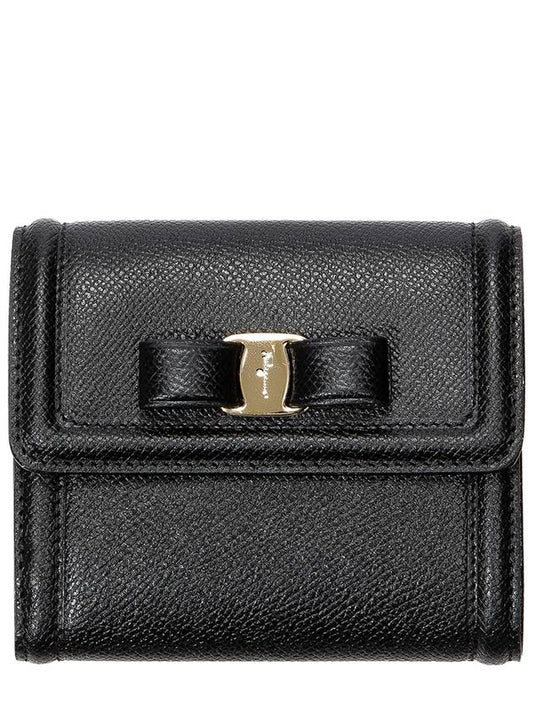 Women's Vara Ribbon Half Wallet Black - SALVATORE FERRAGAMO - BALAAN 2