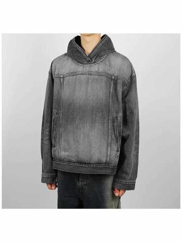 Distressed Denim Hoodie Black - BALENCIAGA - BALAAN 3