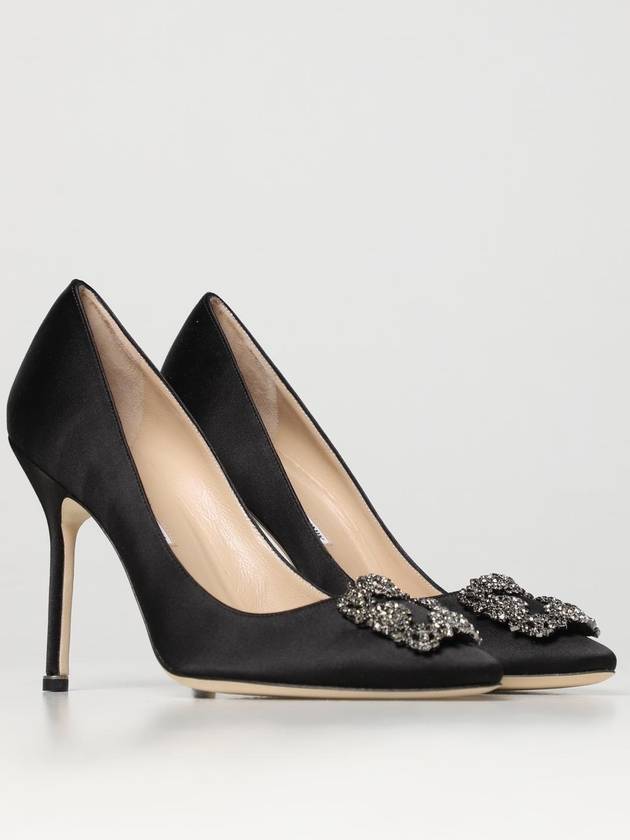 Hangisi Jewel Buckle Satin Pumps Heels Black - MANOLO BLAHNIK - BALAAN 3