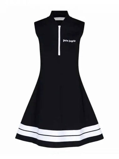 Logo printing half zip up sleeveless track dress black women s skirt 237507 - PALM ANGELS - BALAAN 1