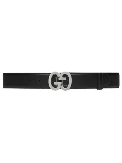 GG Buckle Wide Leather Belt Black - GUCCI - BALAAN 2