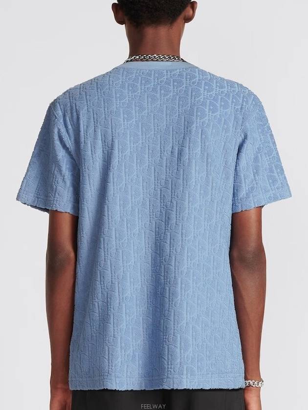 Oblique Terry Cotton Relaxed Fit Short Sleeve T-Shirt Blue - DIOR - BALAAN 4