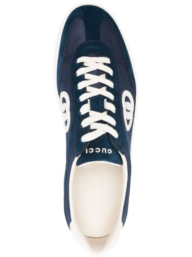 Interlocking G Suede Low-Top Sneakers Blue - GUCCI - BALAAN 4