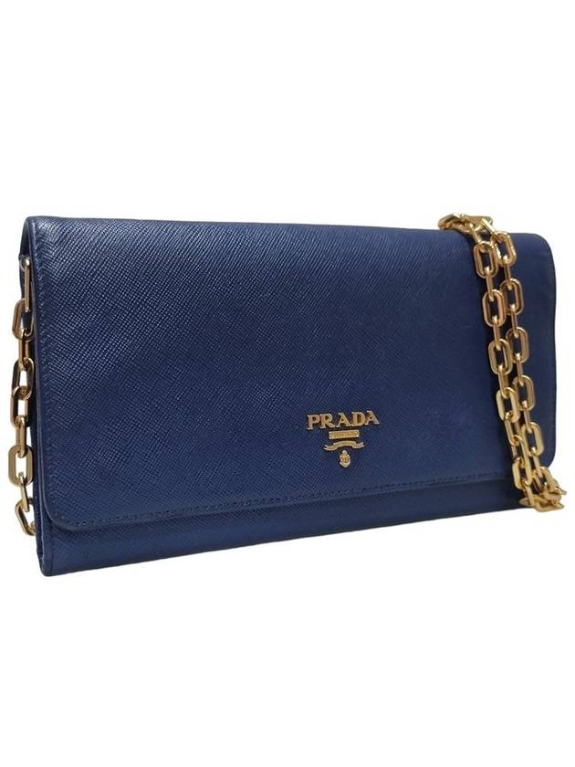 Women s 1M1440 Navy Saffiano Gold Chain Wallet and Mini Cross Bag - PRADA - BALAAN 2