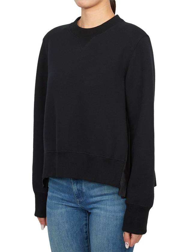 Crew Neck Pleated Hem Sweatshirt Black - SACAI - BALAAN 5