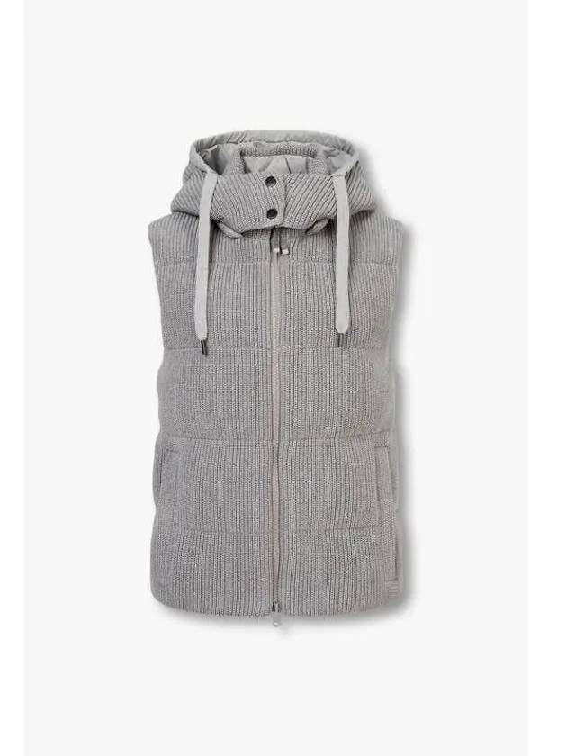 Women s Detachable Hooded Down Padded Vest Gray - BRUNELLO CUCINELLI - BALAAN 1