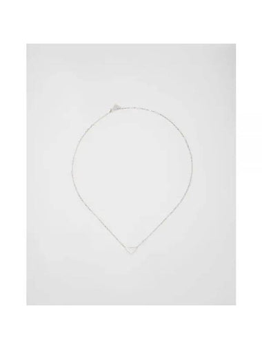 Eternal Gold Micro Triangle Pendant Necklace White and Diamonds White Gold 1JCA382FPFF020I - PRADA - BALAAN 1