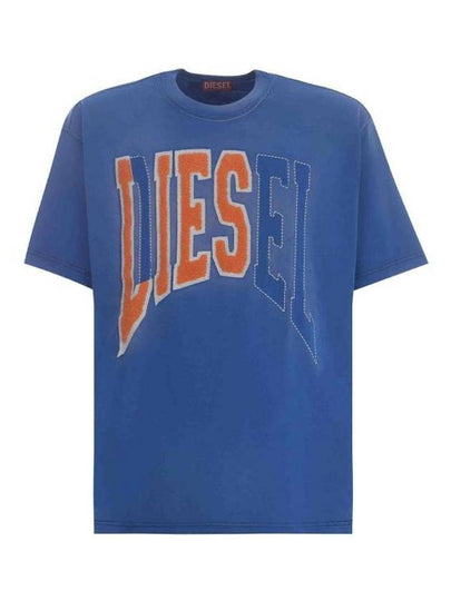 T Wash N Oversized Lies Logo Short Sleeve T-Shirt Blue - DIESEL - BALAAN 2