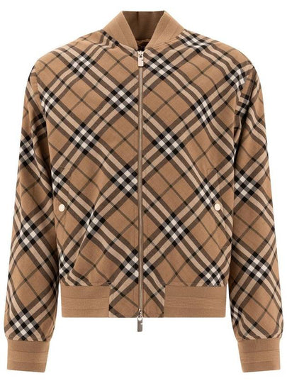 Harrington Check Wool Blend Zip-Up Jacket Brown - BURBERRY - BALAAN 2