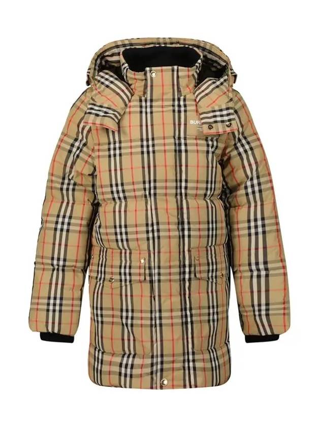 Kids Vintage Check Hooded Down Jacket Beige - BURBERRY - BALAAN 2