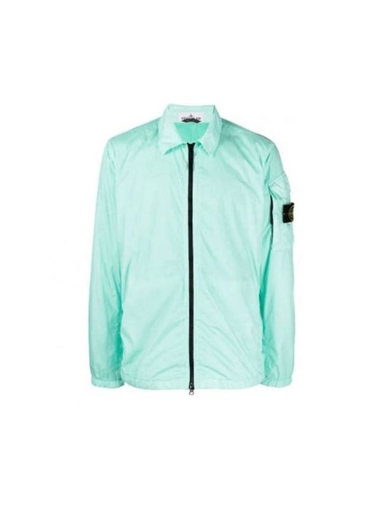 Crinkle Reps Nylon Garment Dyed Overshirt Zip Up Jacket Sky Blue - STONE ISLAND - BALAAN 1