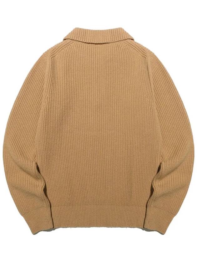 Lambswool collar button point knit CAMEL - 20THHOLE - BALAAN 3