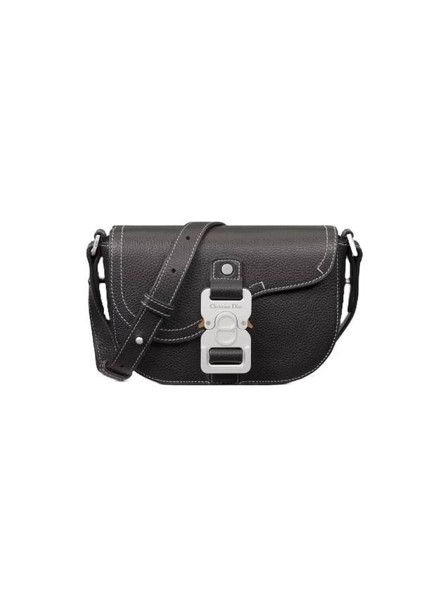 Saddle Strap Grain Calfskin Messenger Bag Black - DIOR - BALAAN 1