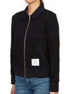 Women's Seersucker Loopback 4-Bar Zip-Up Jacket Navy - THOM BROWNE - BALAAN 4