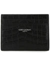 Classic Logo Crocodile Card Wallet Black - SAINT LAURENT - BALAAN 3