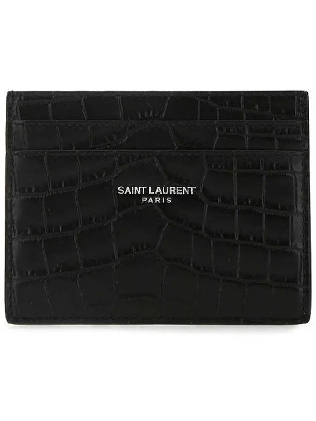 Classic Logo Crocodile Card Wallet Black - SAINT LAURENT - BALAAN 2